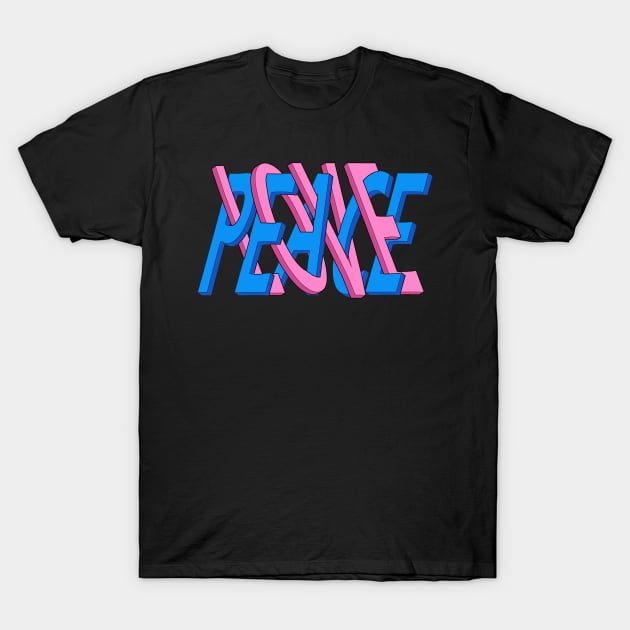 Peace and Love - Oddly Satisfying Intertwined Text T-Shirt by Trade Theory